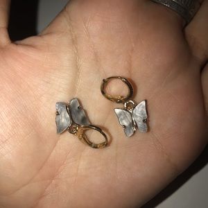 Francescas New Gray and gold butterfly earrings